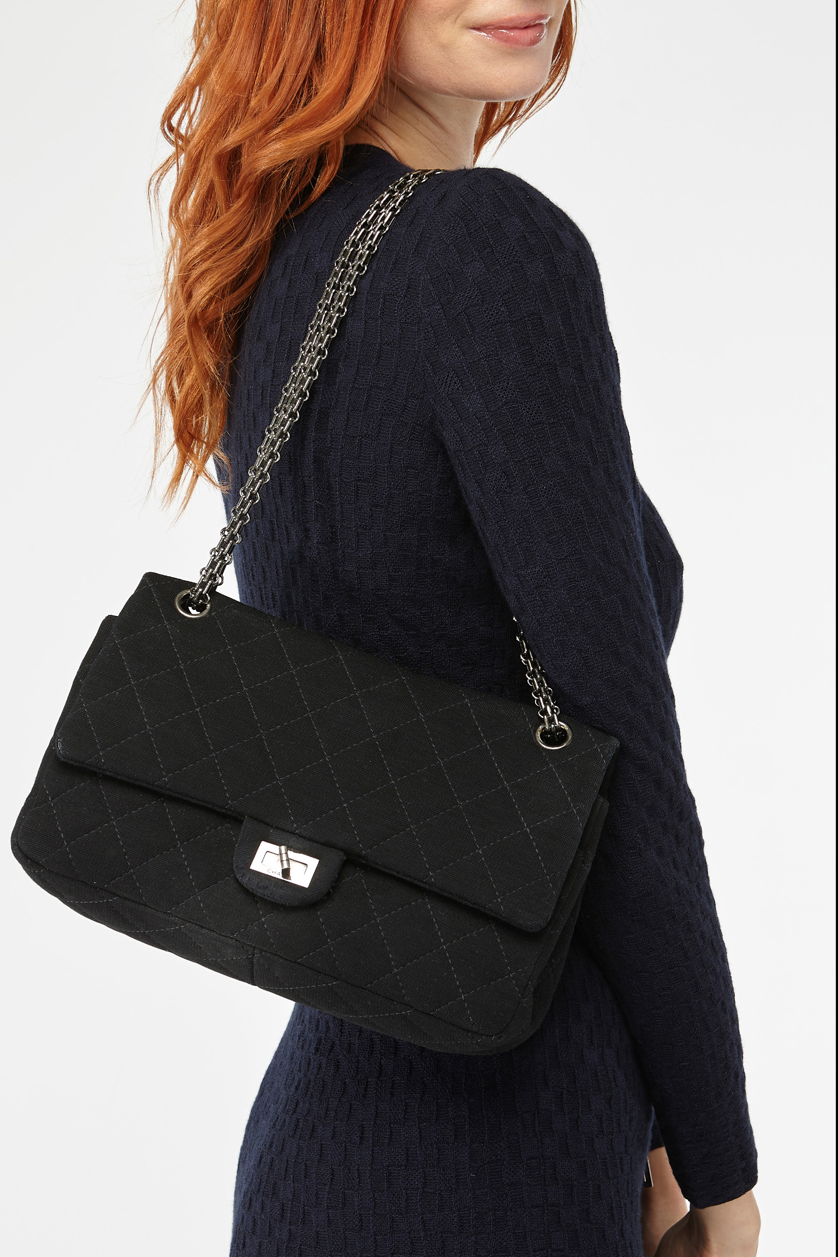 Sac à Main Matelassé Noir Boutique Parisienne - Chaîne Argentée - Occasion